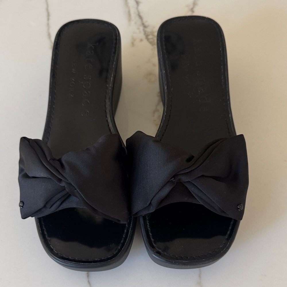 kate spade Black Knotted Slide Sandals